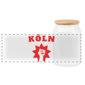 Cologne - Panoramic Cookie Jar with Wooden Lid - white - Front