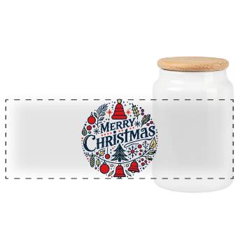 Joyeux Noël 3 - Boîte à biscuits avec couvercle en bois - blanc - Devant