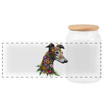 Galgo Wildflowers No1 - Panoramic Cookie Jar with Wooden Lid - white - Front