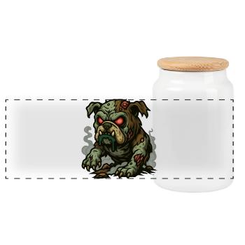 Undead Bulldog - Panoramic Cookie Jar with Wooden Lid - white - Front