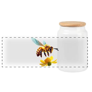 abeille - Boîte à biscuits avec couvercle en bois - blanc - Devant