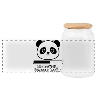 Panda Loading Screen Soft Toy - Panoramic Cookie Jar with Wooden Lid - white - Front