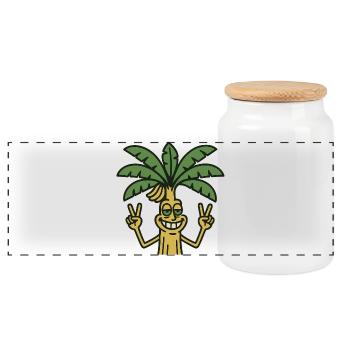 Funny Musa BananenPalme Cartoon peace Sommer - Panorama Keksdose mit Holzdeckel - Weiß - Vorne