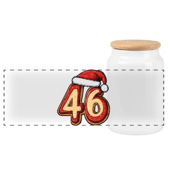 46 Number Cookie Christmas - Panoramic Cookie Jar with Wooden Lid - white - Front