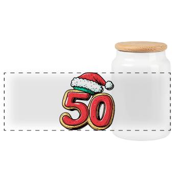 Biscuit de Noël à 50 chiffres - Boîte à biscuits avec couvercle en bois - blanc - Devant