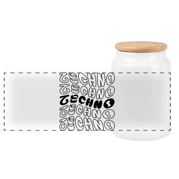 Conception de logo Techno wavy. - Boîte à biscuits avec couvercle en bois - blanc - Devant