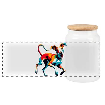 Galgo Insensé Nr6 - Boîte à biscuits avec couvercle en bois - blanc - Devant