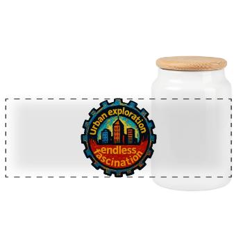 Urbex - Urban Exploration - Panoramic Cookie Jar with Wooden Lid - white - Front