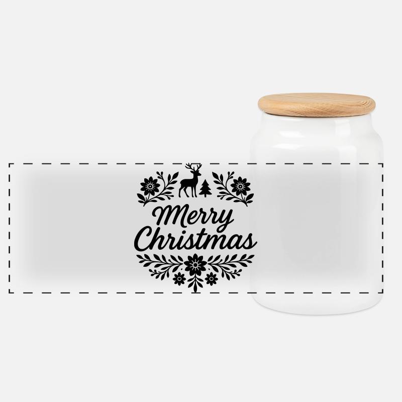Weihnachten - Panorama Keksdose mit Holzdeckel - Weiß