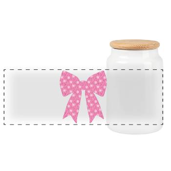 Ruban rose - Boîte à biscuits avec couvercle en bois - blanc - Devant