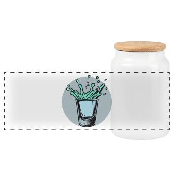 Spritziges Glas-Splash Motiv - Panorama Keksdose mit Holzdeckel - Weiß - Vorne