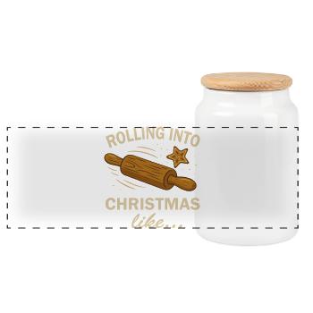 Noël Noël Boulangerie Pâte à rouler et biscuit - Boîte à biscuits avec couvercle en bois - blanc - Devant