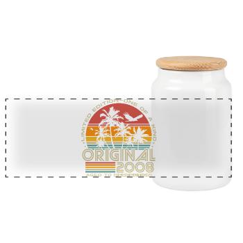 2008 Vintage 18th Birthday Gift Retro - Panoramic Cookie Jar with Wooden Lid - white - Front