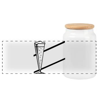 bar glass - Panoramic Cookie Jar with Wooden Lid - white - Front