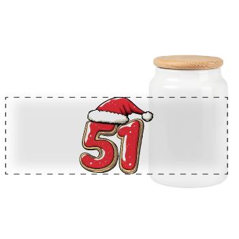 51 Number Cookie Christmas - Panoramic Cookie Jar with Wooden Lid - white - Front