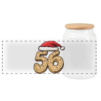 56 Number Cookie Christmas - Panoramic Cookie Jar with Wooden Lid - white - Front