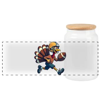 Thanksgiving Football Truthahn - Panorama Keksdose mit Holzdeckel - Weiß - Vorne