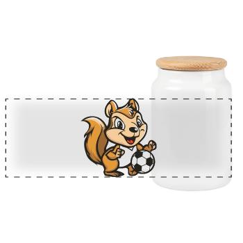 Squirrel Football - Panoramic Cookie Jar with Wooden Lid - white - Front