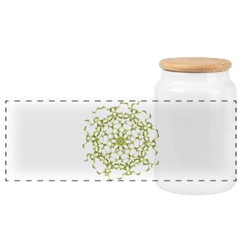 Ornement en filigrane vert – forme de mandala floral - Boîte à biscuits avec couvercle en bois - blanc - Devant
