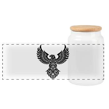 Tribal Adler – Symbol der Stärke und Freiheit - Panorama Keksdose mit Holzdeckel - Weiß - Vorne