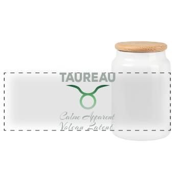 Taureau - Boîte à biscuits avec couvercle en bois - blanc - Devant