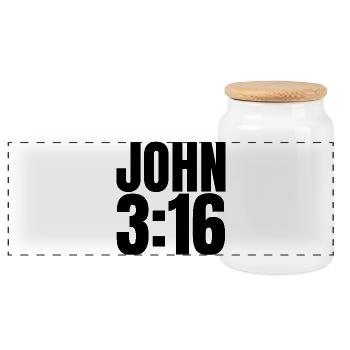 John 3:16 Christian Church of the Faithful John - Panoramic Cookie Jar with Wooden Lid - white - Front