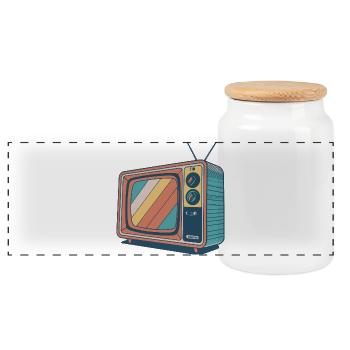 TV Vintage Rayures Colorées - Boîte à biscuits avec couvercle en bois - blanc - Devant