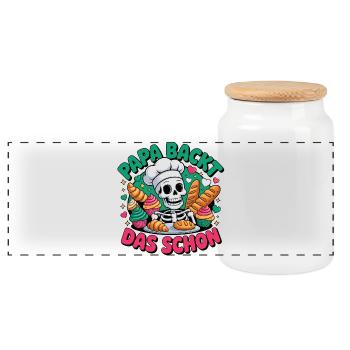 Papa le cuit bien - Boîte à biscuits avec couvercle en bois - blanc - Devant