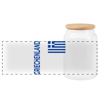 Lindos - Panoramic Cookie Jar with Wooden Lid - white - Front
