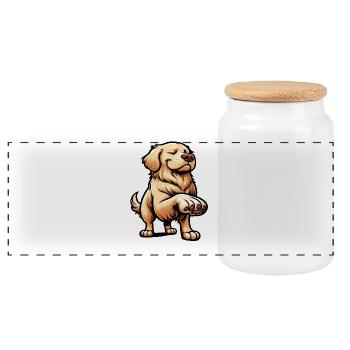 Parlez aux Golden Retrievers Paw Goldie Goldies - Boîte à biscuits avec couvercle en bois - blanc - Devant