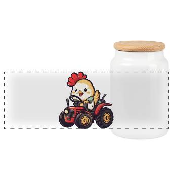 Éleveur de tracteurs de poulet - Boîte à biscuits avec couvercle en bois - blanc - Devant