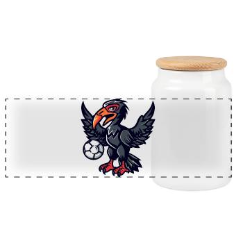 Arrow Crow Ball Hero - Panoramic Cookie Jar with Wooden Lid - white - Front