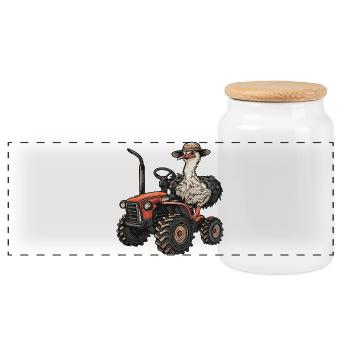 Éleveur de tracteurs d’autruche - Boîte à biscuits avec couvercle en bois - blanc - Devant