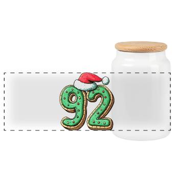 92 Number Cookie Christmas - Panoramic Cookie Jar with Wooden Lid - white - Front
