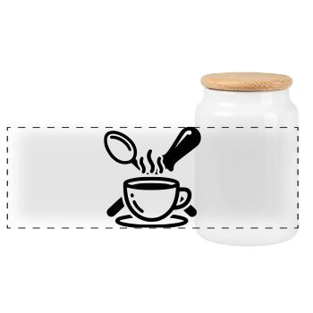 Porta-filtre Barista Logo Steam Vector - Boîte à biscuits avec couvercle en bois - blanc - Devant