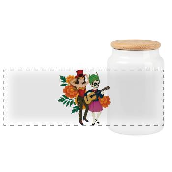 LOS WONDER MUERTOS – nette Leute - Panorama Keksdose mit Holzdeckel - Weiß - Vorne