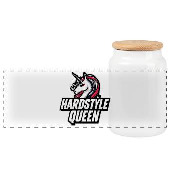 Hardstyle Queen Unicorn Design - Panoramic Cookie Jar with Wooden Lid - white - Front