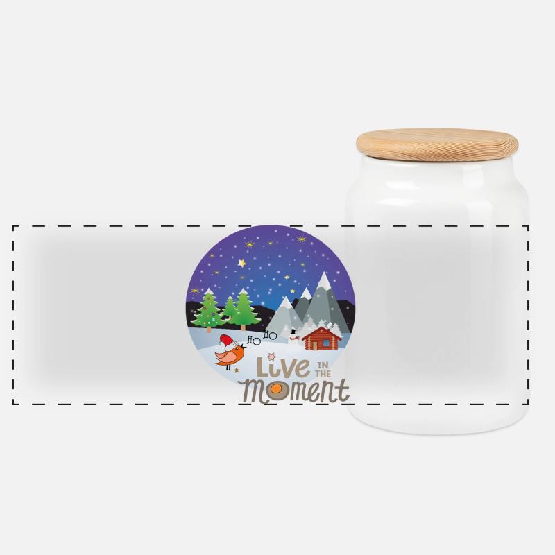 Winterzauber Christmas - Panorama Keksdose mit Holzdeckel - Weiß