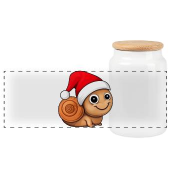 Christmas Snails - Panoramic Cookie Jar with Wooden Lid - white - Front