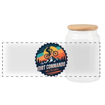 Dirt Commando Mountain Biker - Panoramic Cookie Jar with Wooden Lid - white - Front