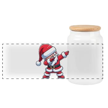 Dabbing Weihnachts Weihnachtsmann Dab Weihnachten - Panorama Keksdose mit Holzdeckel - Weiß - Vorne