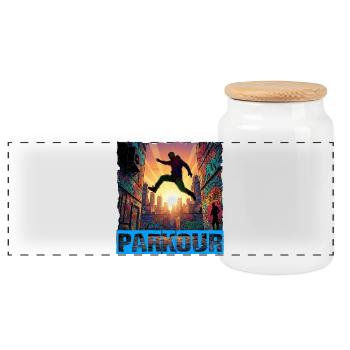Parkour - Panorama Keksdose mit Holzdeckel - Weiß - Vorne
