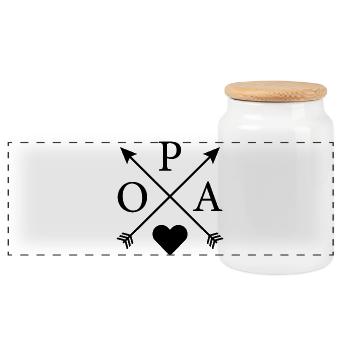 Grandpa Arrows Logo – Gift for Grandfathers - Panoramic Cookie Jar with Wooden Lid - white - Front