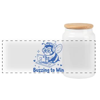 Gaming Bee sur PC prêt à gagner - Boîte à biscuits avec couvercle en bois - blanc - Devant