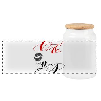 thank you - Panoramic Cookie Jar with Wooden Lid - white - Front