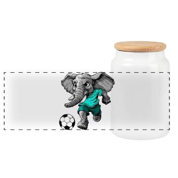 Éléphant de football - Boîte à biscuits avec couvercle en bois - blanc - Devant