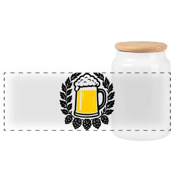 Bier - Panoramic Cookie Jar with Wooden Lid - white - Front