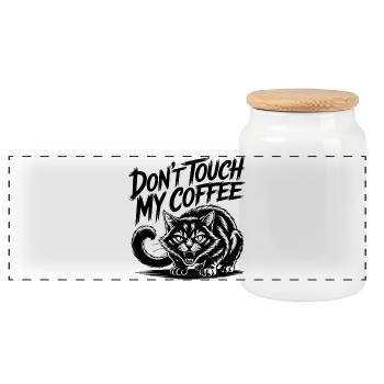 Drôle de design drôle de chat sifflant Coffee Love - Boîte à biscuits avec couvercle en bois - blanc - Devant