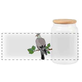 Colorful bird - Panoramic Cookie Jar with Wooden Lid - white - Front