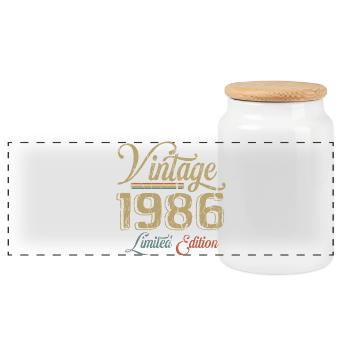Millésime 1986 Édition limitée Naissance Millésime 1986 - Boîte à biscuits avec couvercle en bois - blanc - Devant